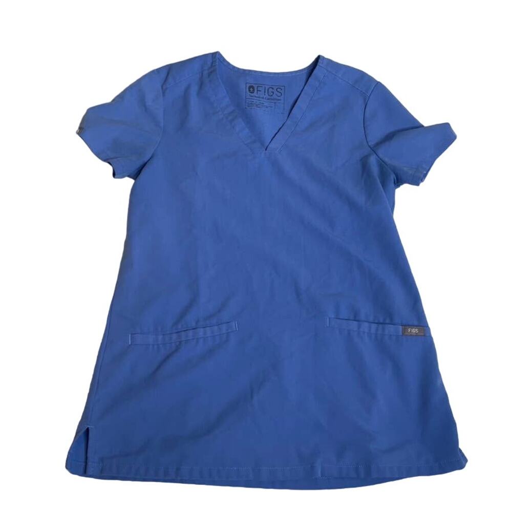 FIGS Technical Collection Blue‎ V-Neck Scrub Top Women's Size Medium